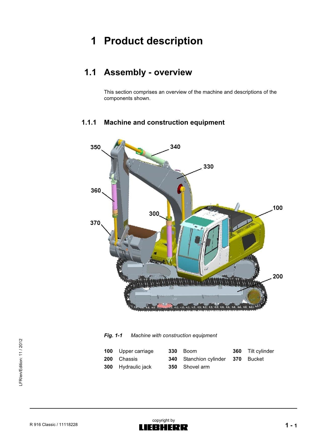 Liebherr R916 Classic Excavator Operators manual serial 27531