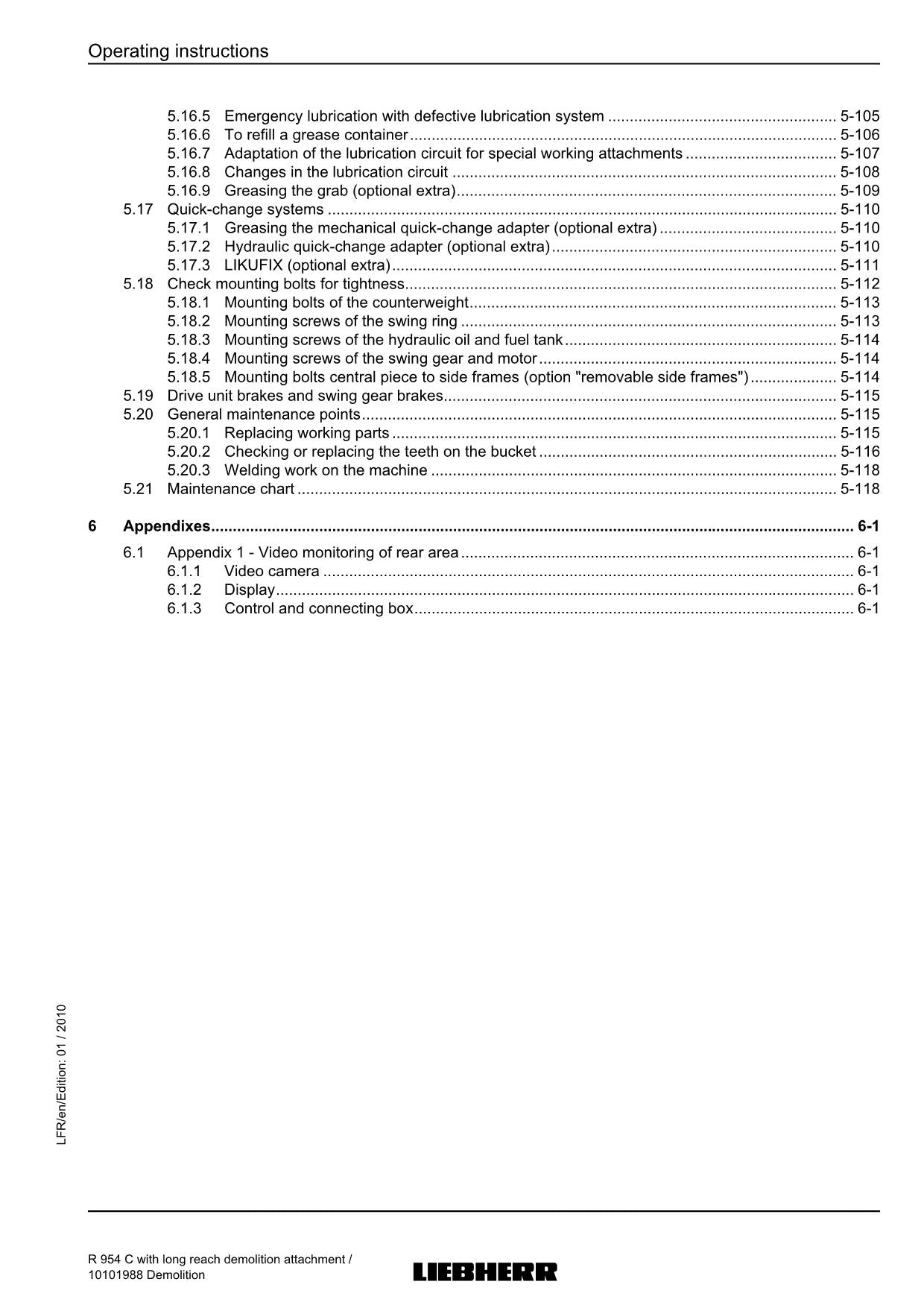 Liebherr R954 C Demolition Excavator Operators manual serial 27700