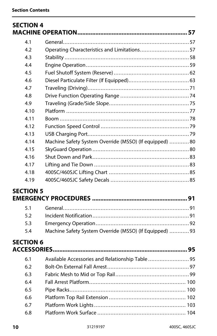 JLG 400SC 460SJC Boom Lift Maintenance Operation Operators Manual 31219197