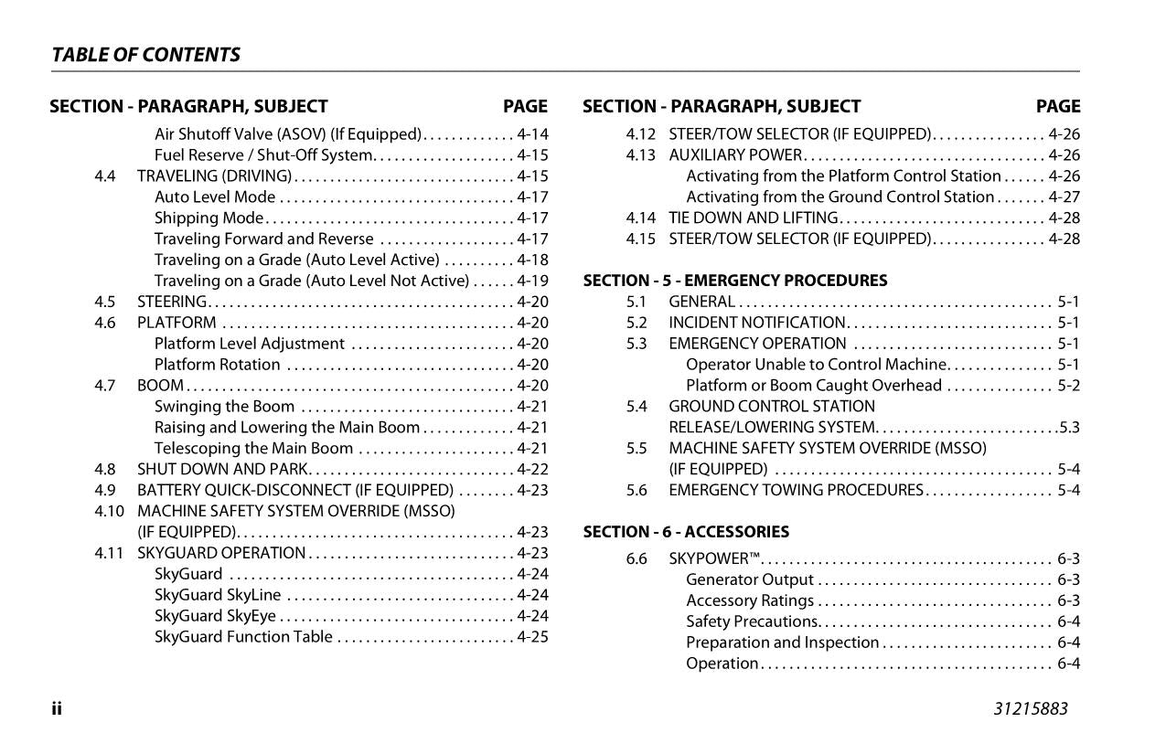 JLG 670SJ Boom Lift Maintenance Operation Operators Manual 31215883