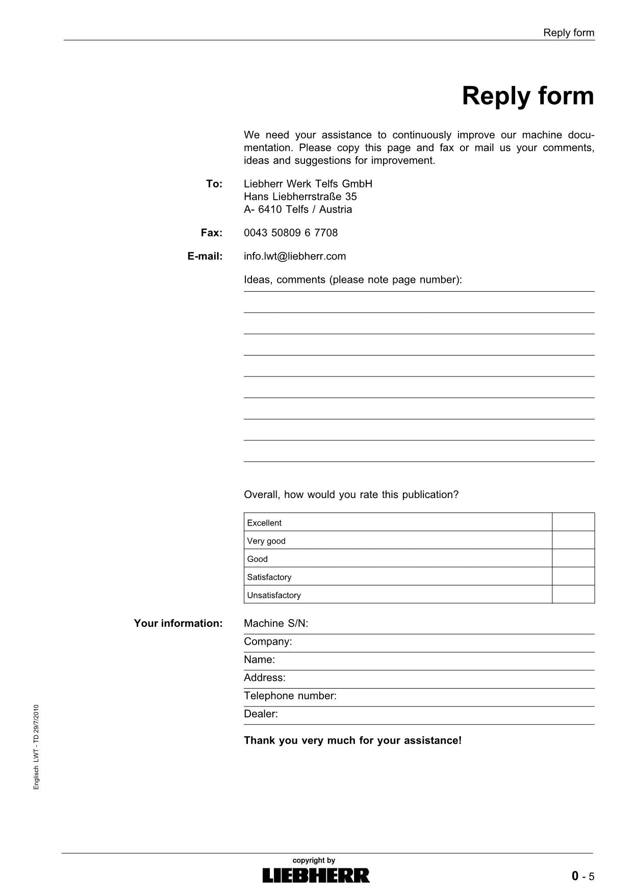 Liebherr PR724 Litronic Dozer Operators manual 9085183 serial 10072