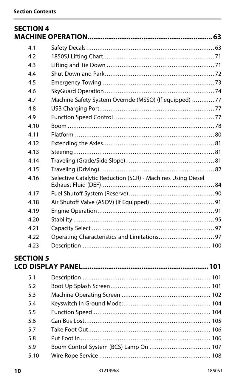 JLG 1850SJ Boom Lift Maintenance Operation Operators Manual 31219968