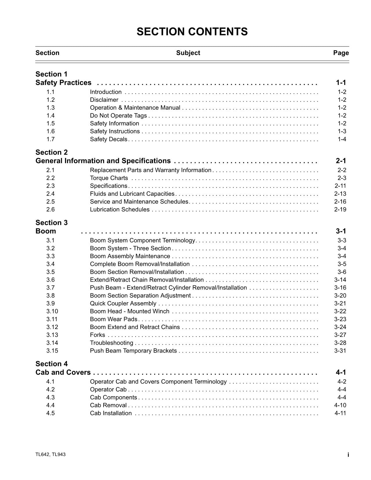 Caterpillar TL642 TL943 Telehandler Service Manual S/N TBK- TBL-