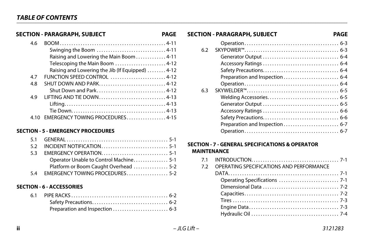 JLG 18RS 18RSJ Boom Lift Maintenance Operation Operators Manual