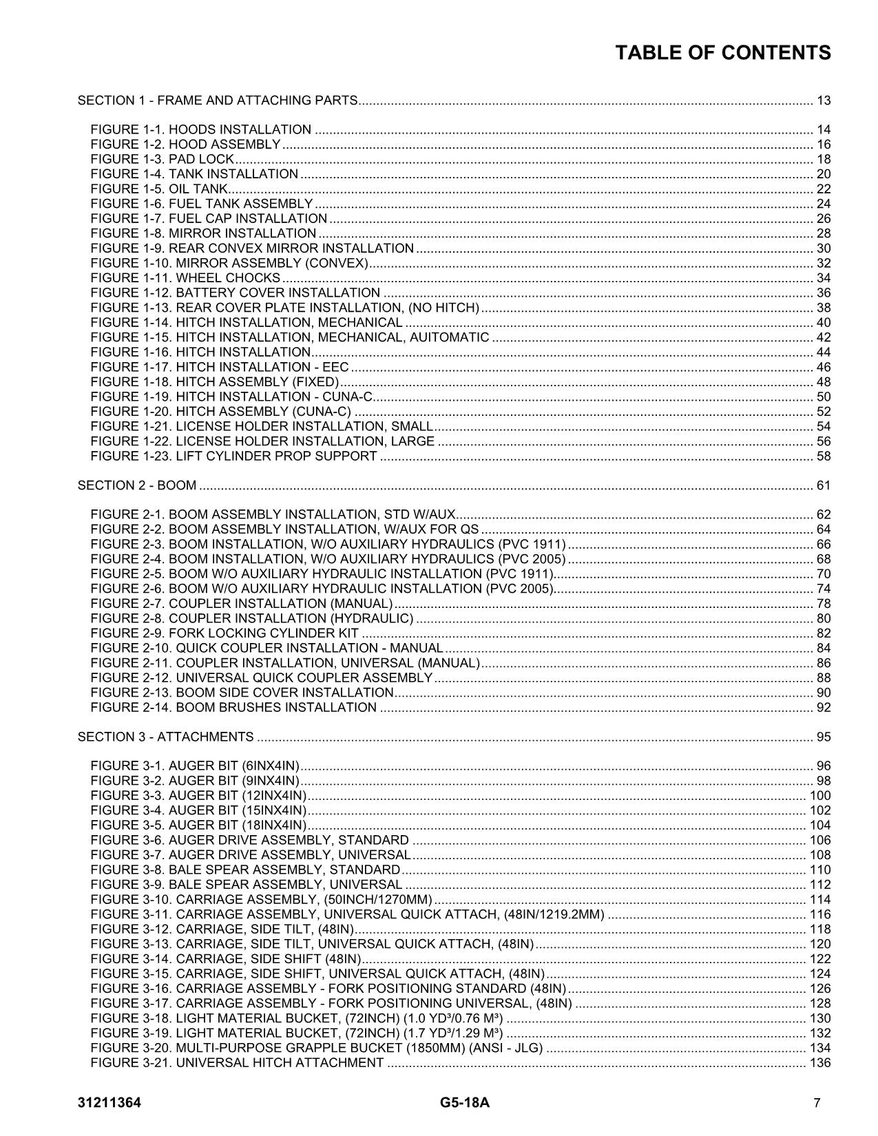 JLG G5-18A Telehandler Parts Catalog Manual 31211364