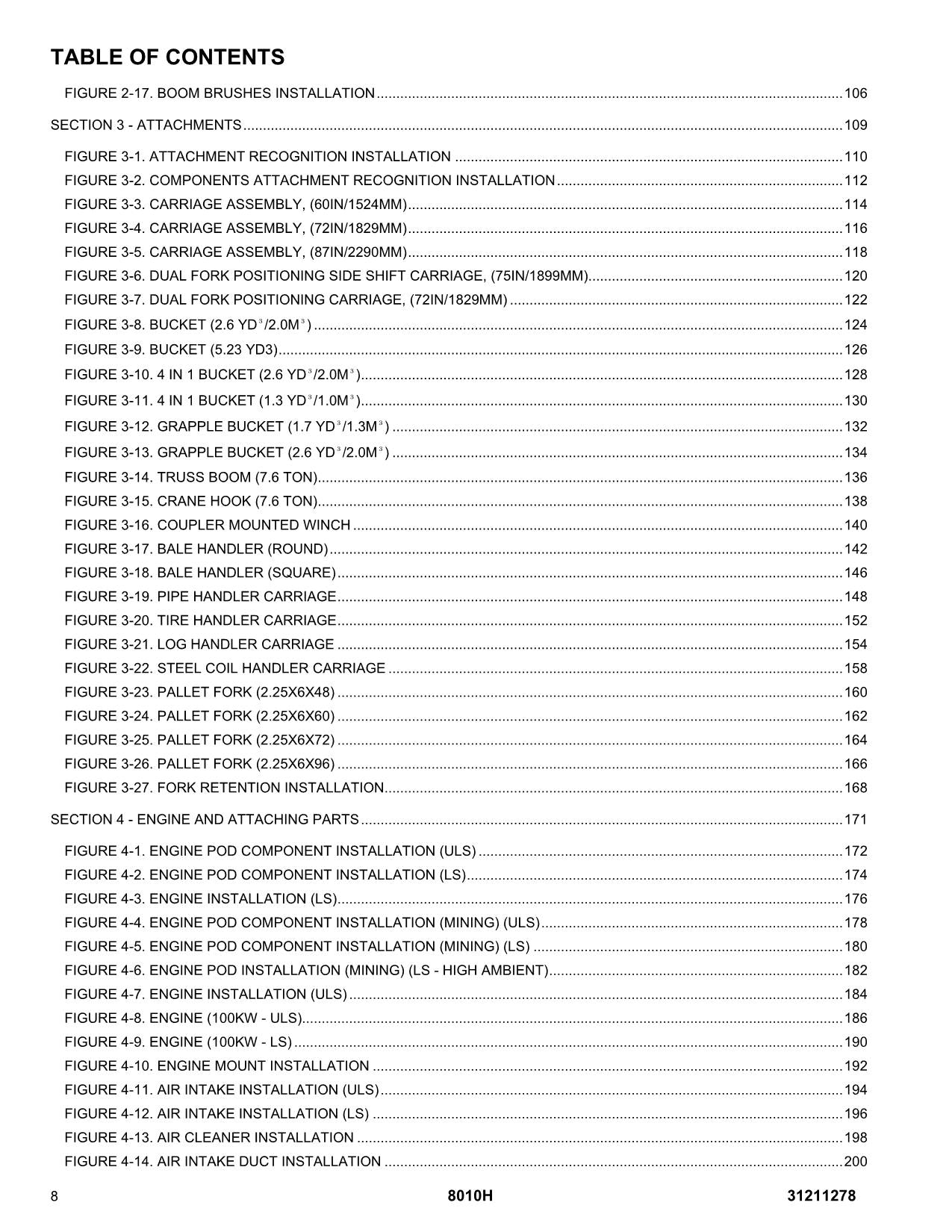 JLG 8010H Telehandler Parts Catalog Manual