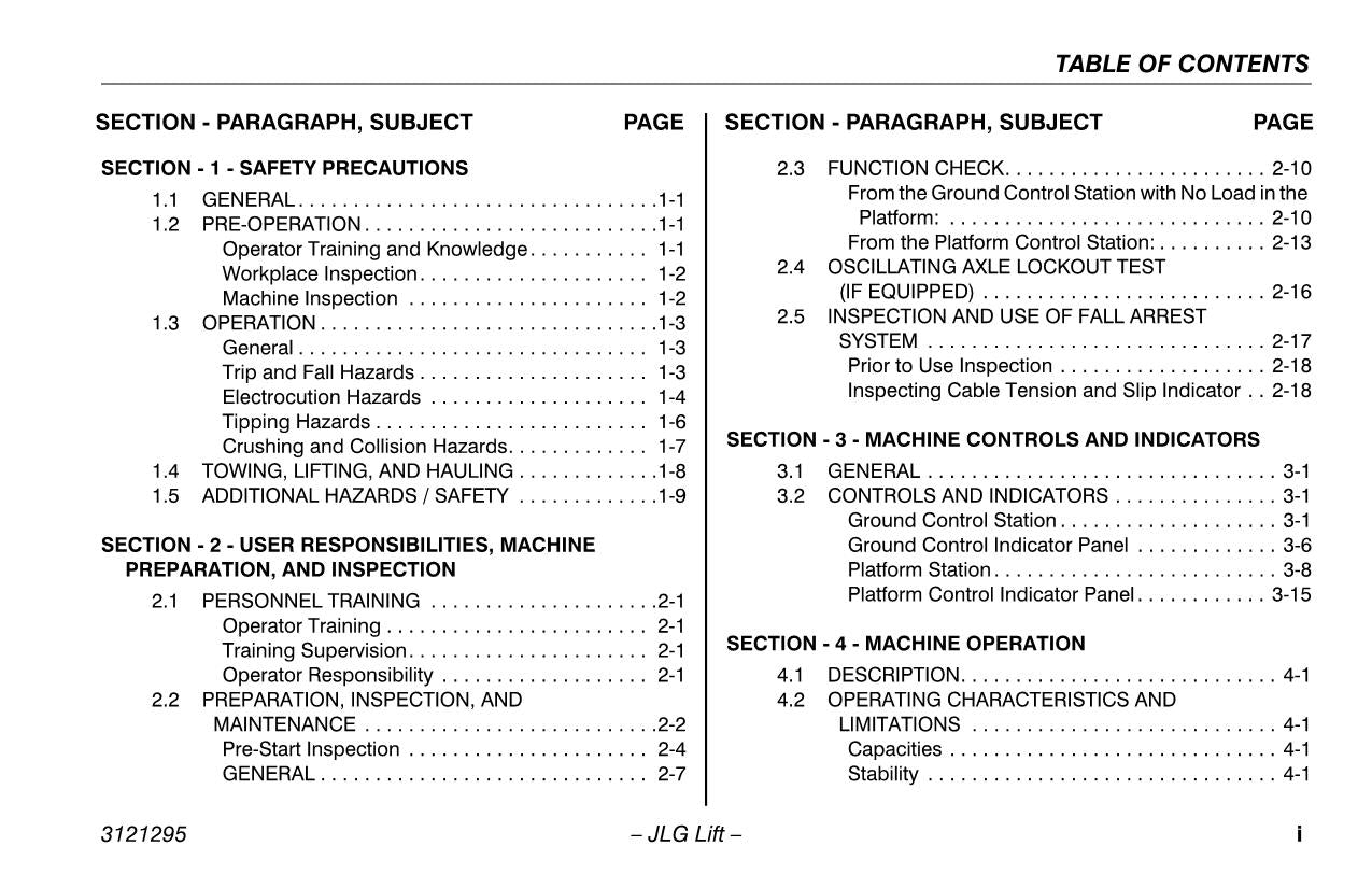 JLG 740AJ Boom Lift Maintenance Operation Operators Manual 3121295