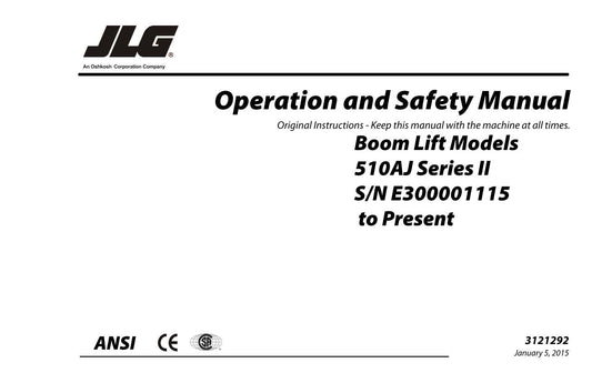 JLG 510AJ Boom Lift Maintenance Operation Operators Manual