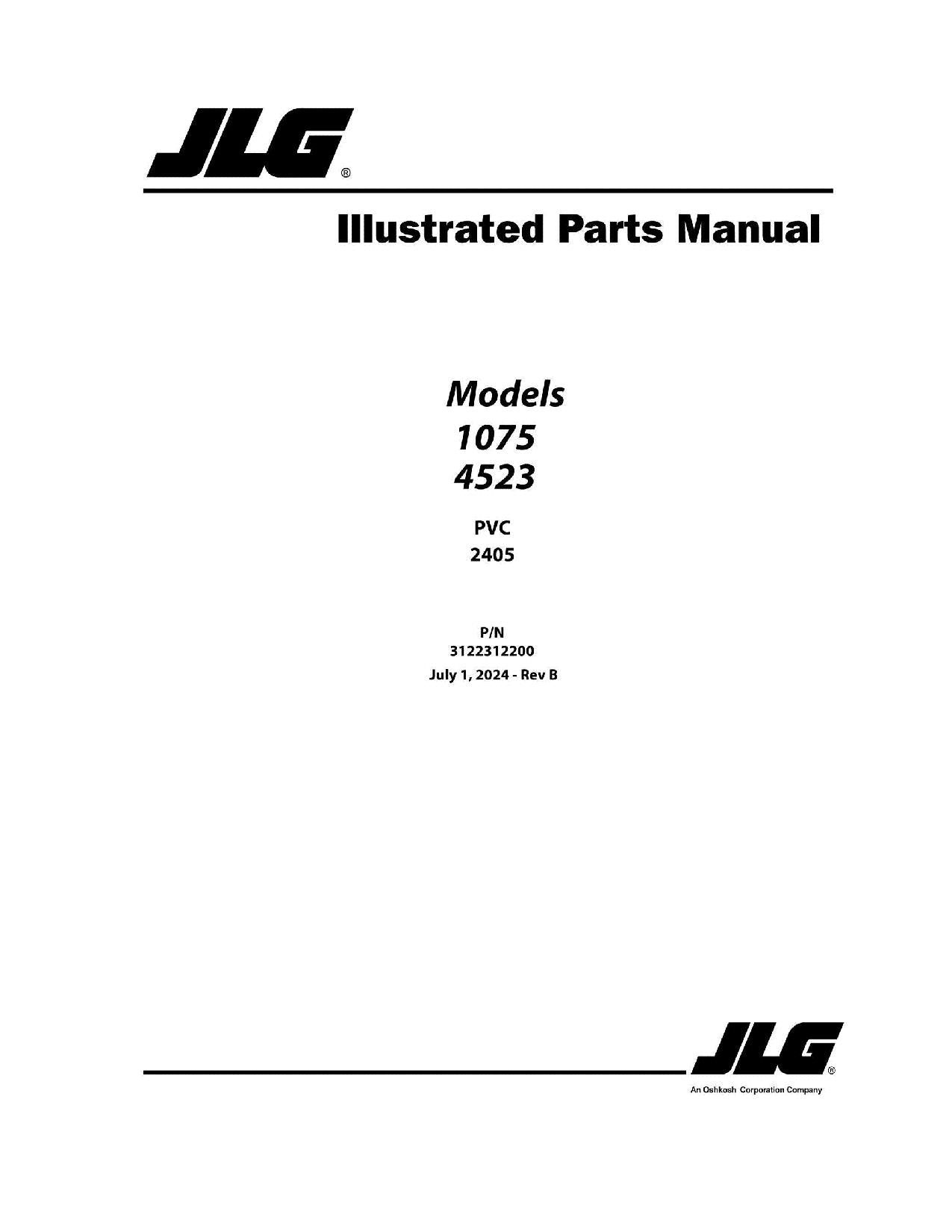 JLG 1075 4523 Telehandler Parts Catalog Manual