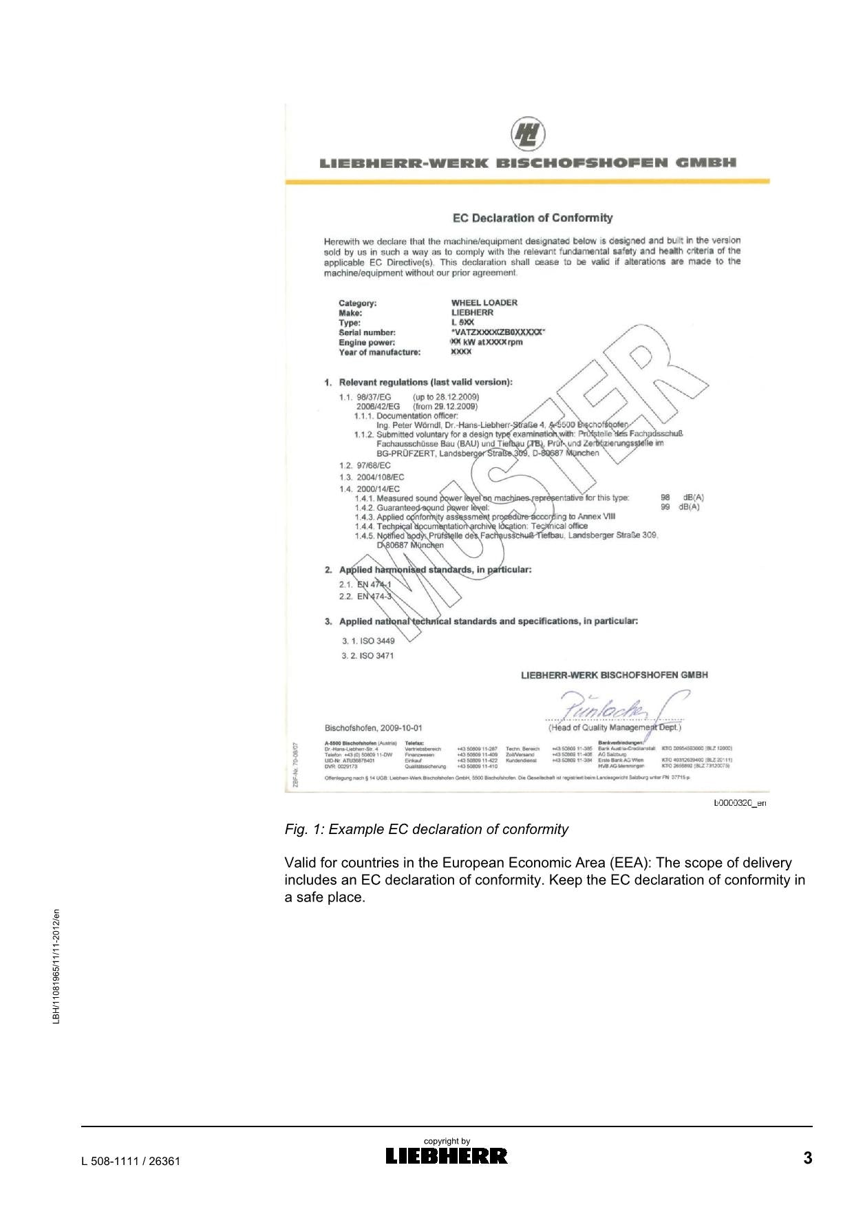 Liebherr L508-1111 Wheel Loader Operators manual