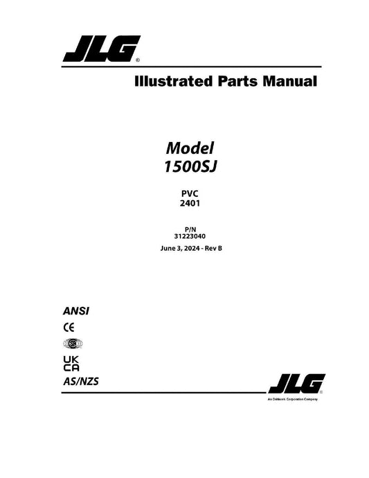 JLG 1500SJ Boom Lift Parts Catalog Hard Copy Manual