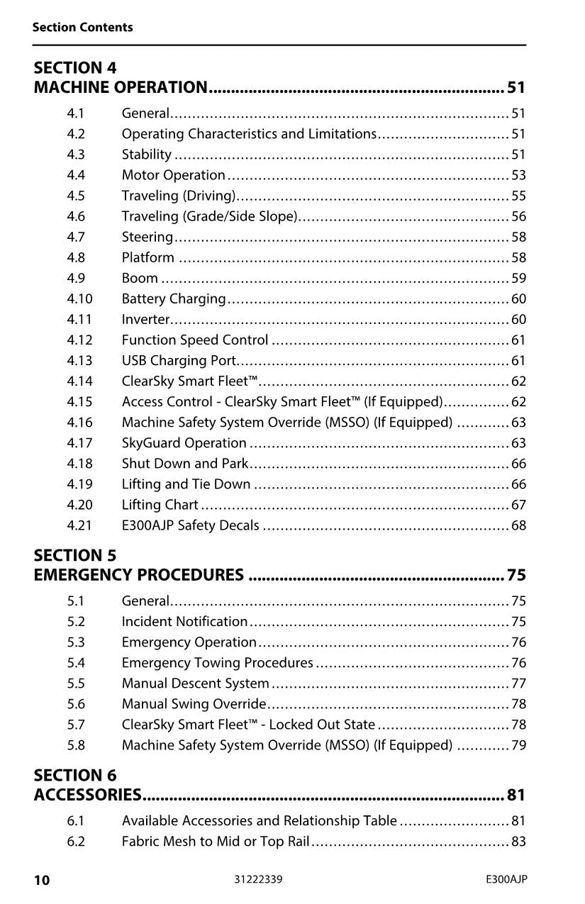 JLG E300AJP Boom Lift Maintenance Operation Operators Manual 31222339