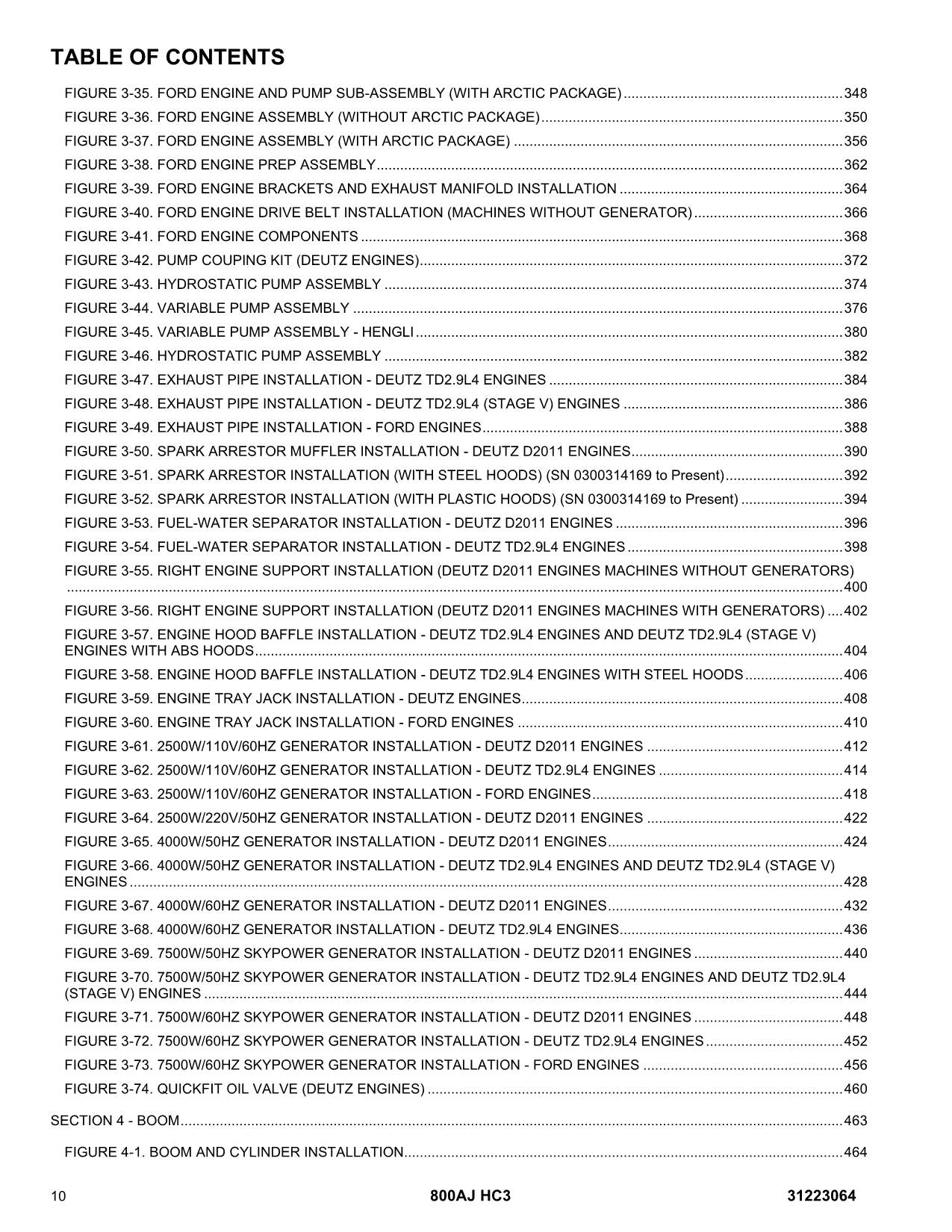 JLG 800AJ HC3 Boom Lift Parts Catalog Manual