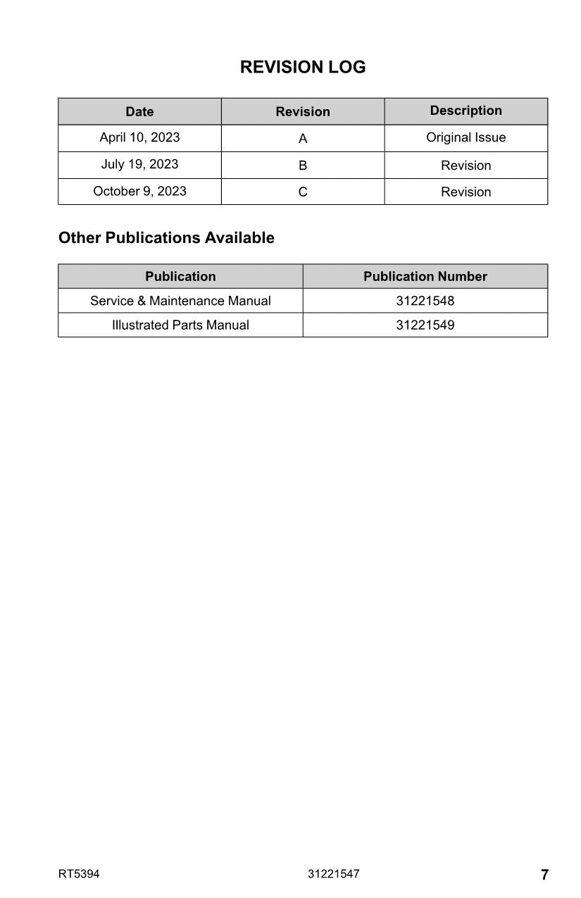 JLG RT5394 Scissor Lift Maintenance Operation Operators Manual 31221547