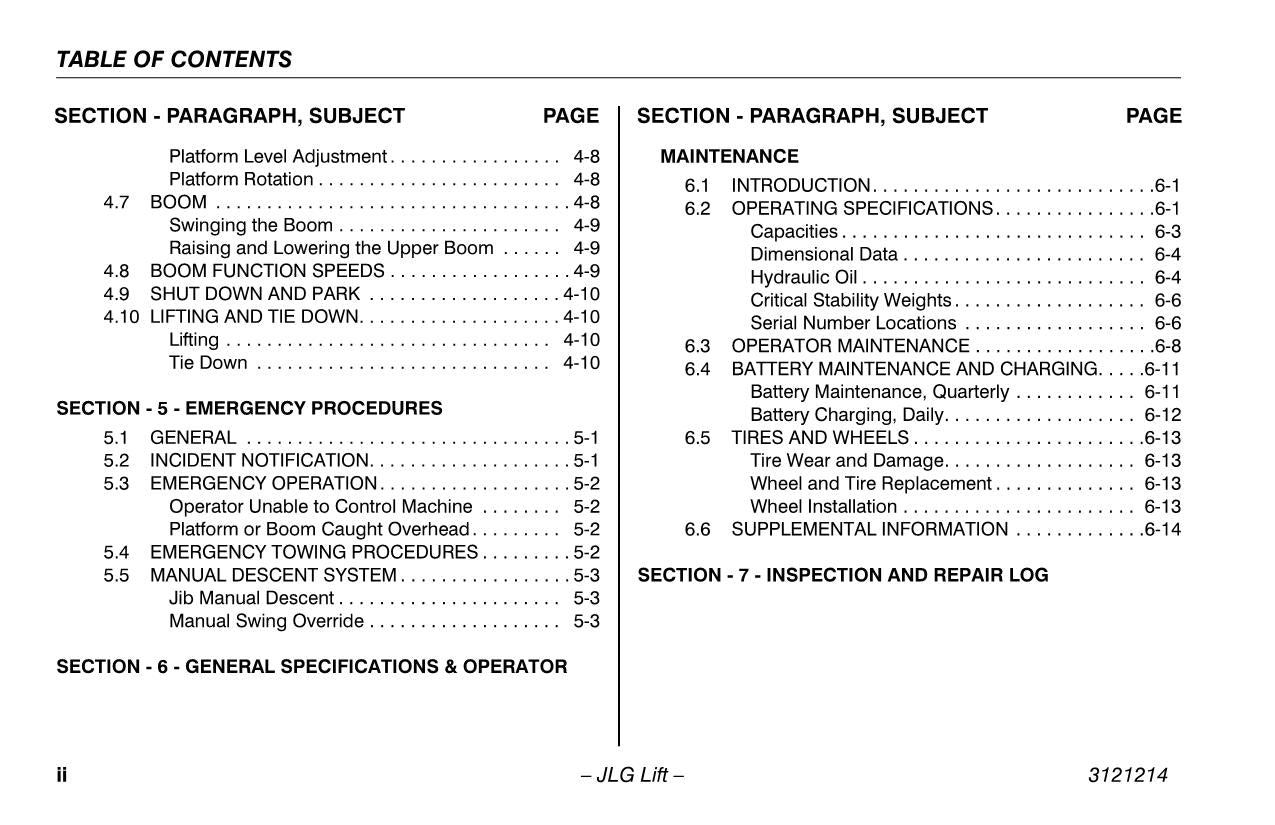 JLG E300A E300AJ E300AJP Boom Lift Maintenance Operation Operators Manual