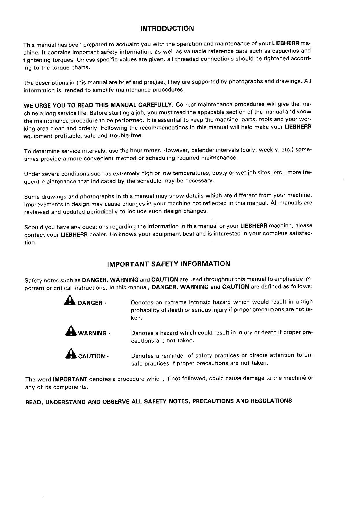 Liebherr A900 B Excavator  Operators manual