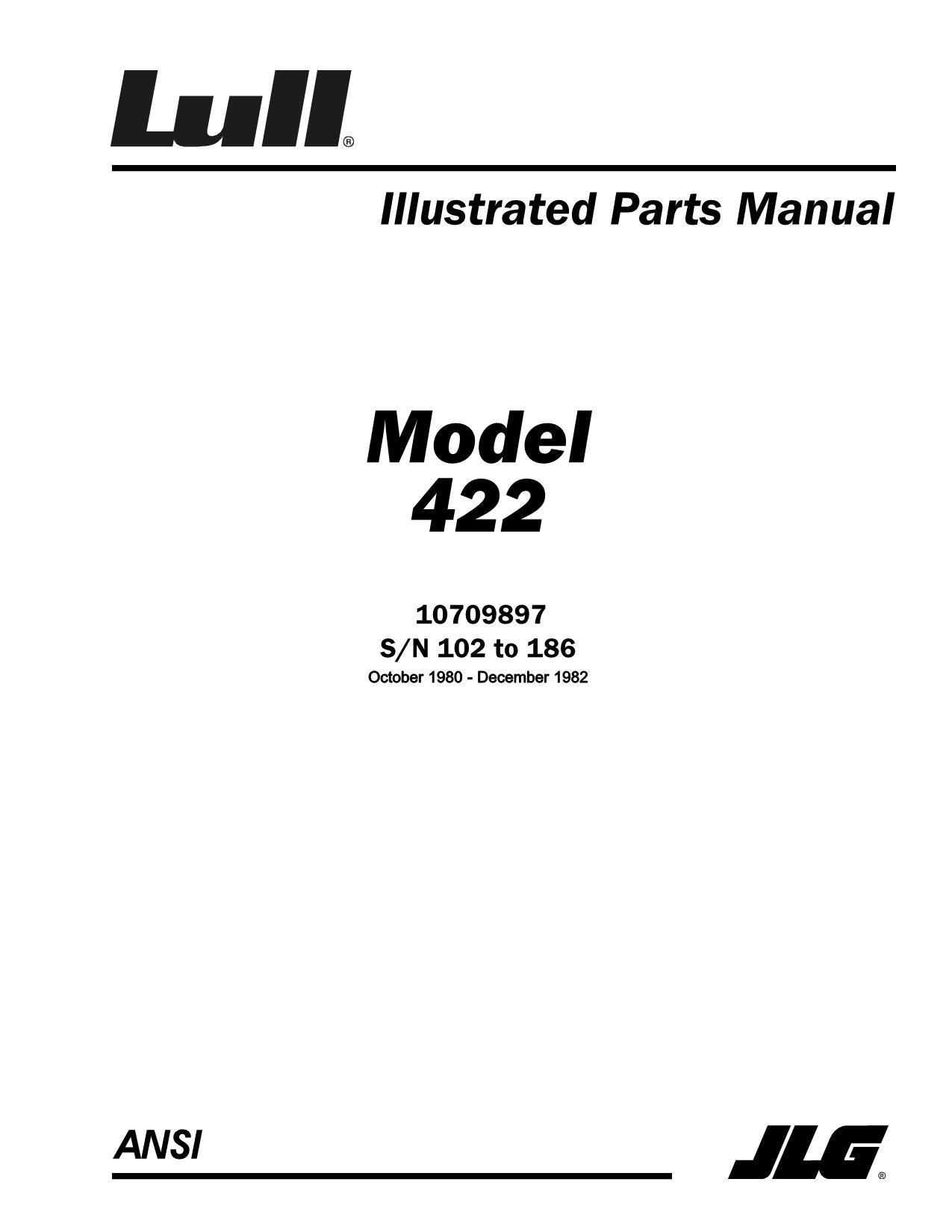 JLG 422 Telehandler Parts Catalog Manual