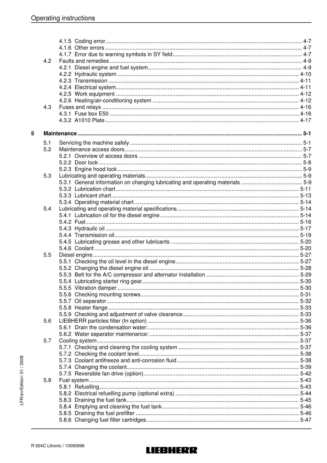 Liebherr R924 C Litronic Excavator Operators manual serial 21026