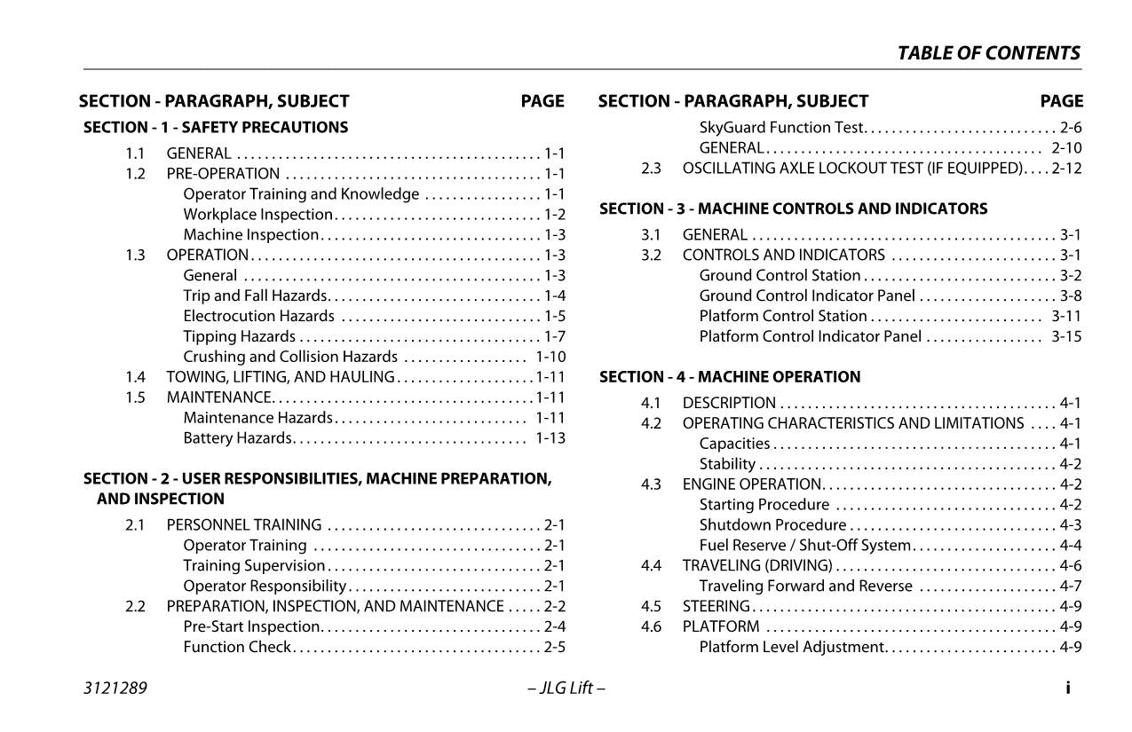 JLG 450A Series II 450AJ Series II Boom Lift Operators Manual