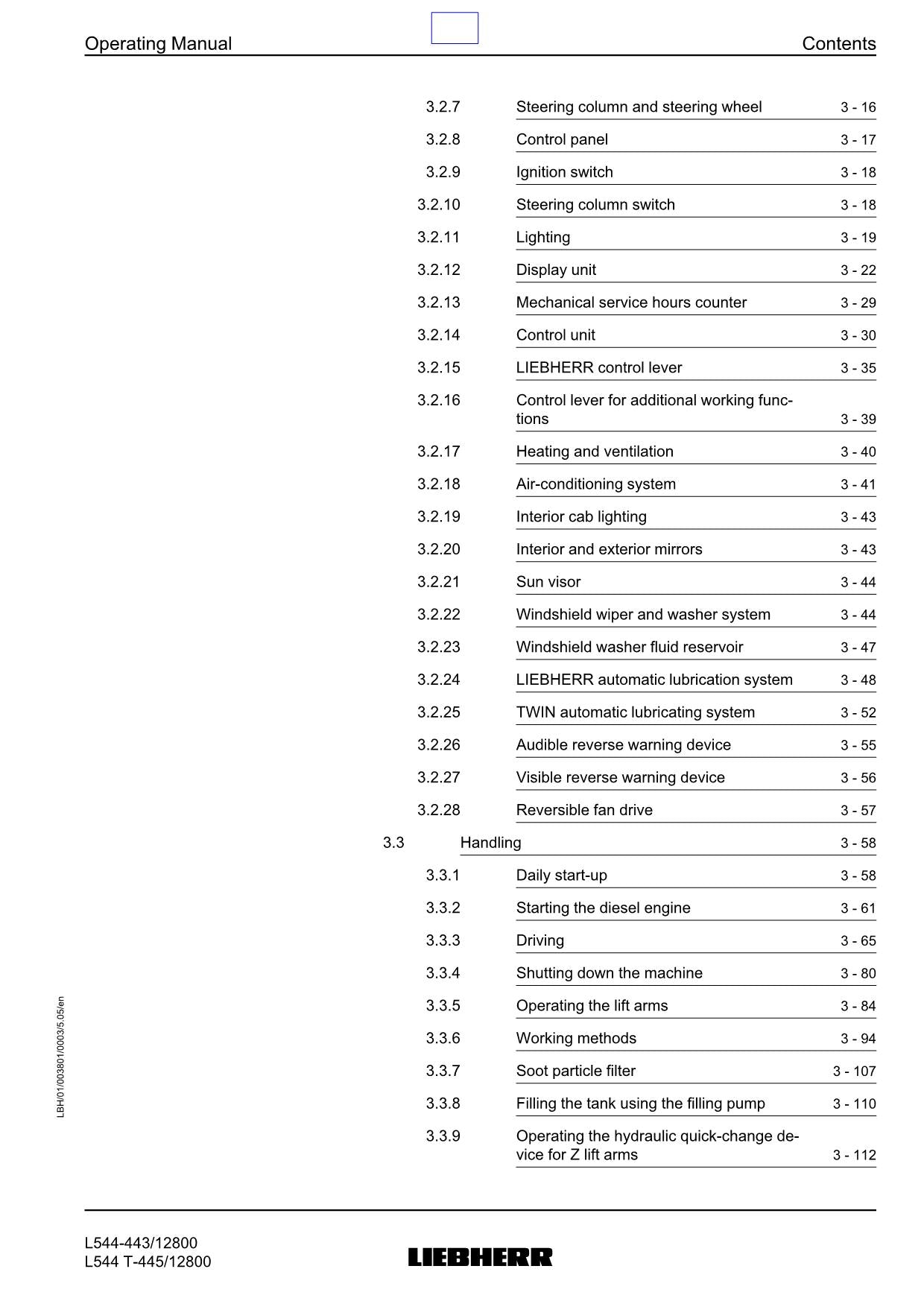 Liebherr L544 L544 T Wheel Loader Operators manual