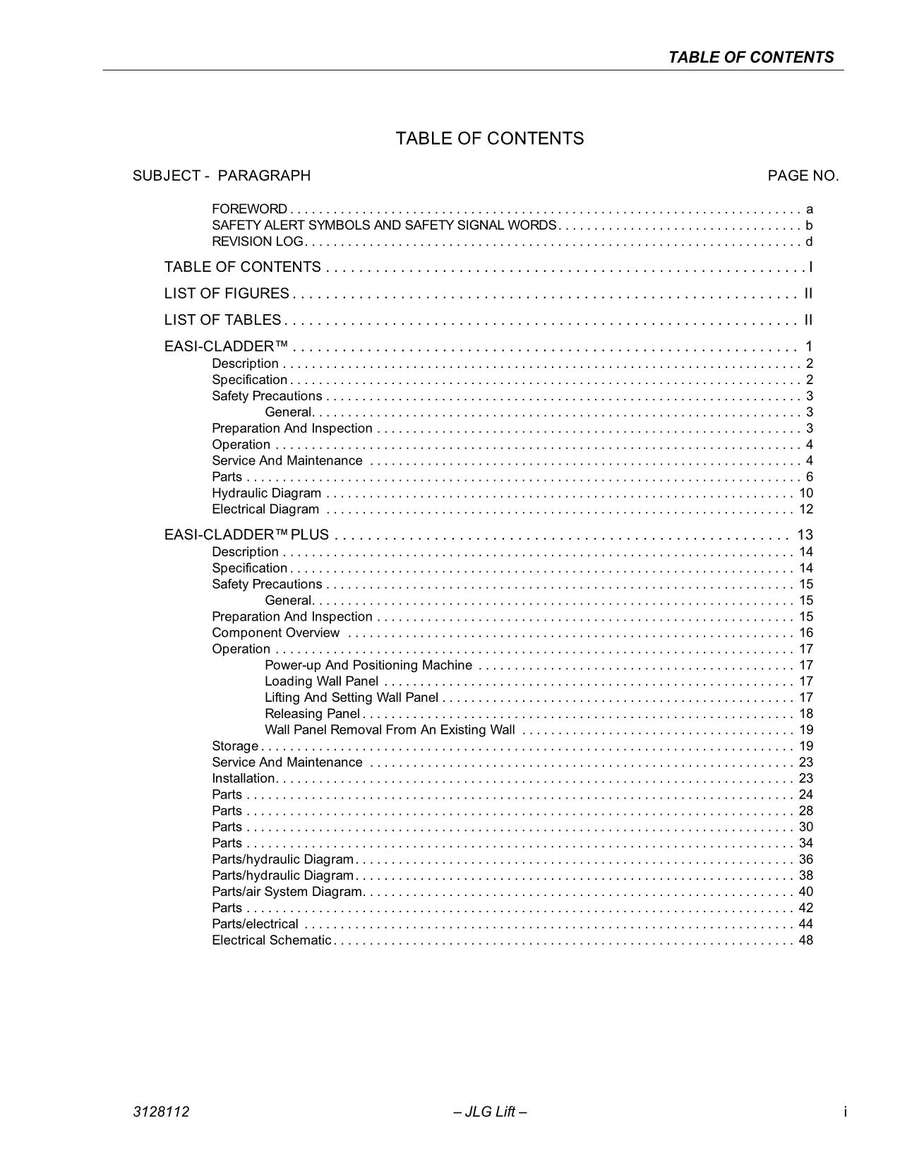 JLG Easy-Cladder Plus Accessorie Operation Parts Service Manual