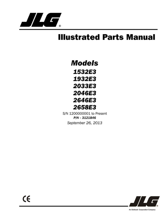 JLG 1532E3 1932E3 2033E3 2046E3 2646E3 2658E3 Scissor Parts Catalog Manual