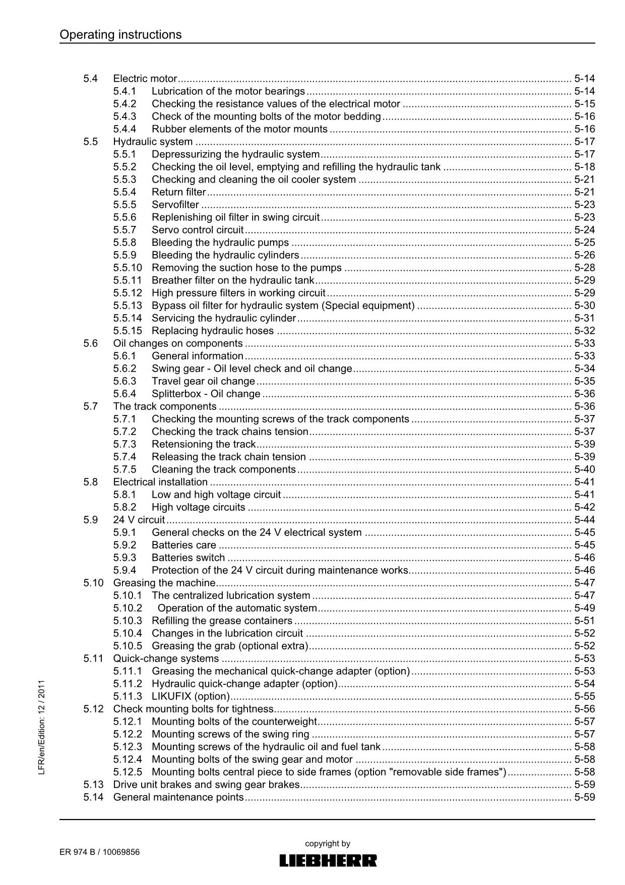 Liebherr ER974 B Excavator Operators manual