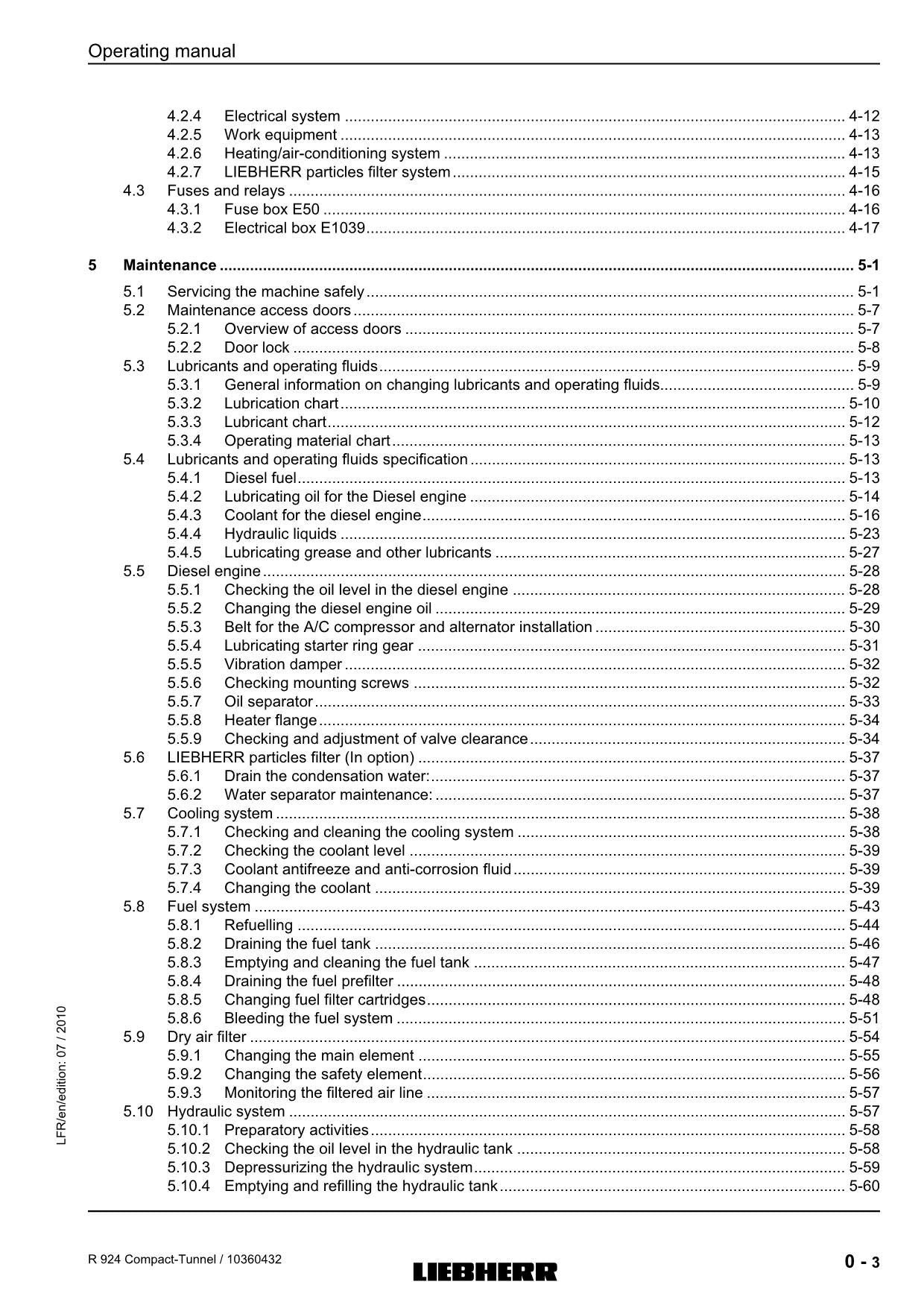 Liebherr R924 Compact-Tunnel Excavator Operators manual serial 27384