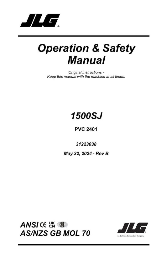 JLG 1500SJ Boom Lift Maintenance Operation Operators Manual 31223038