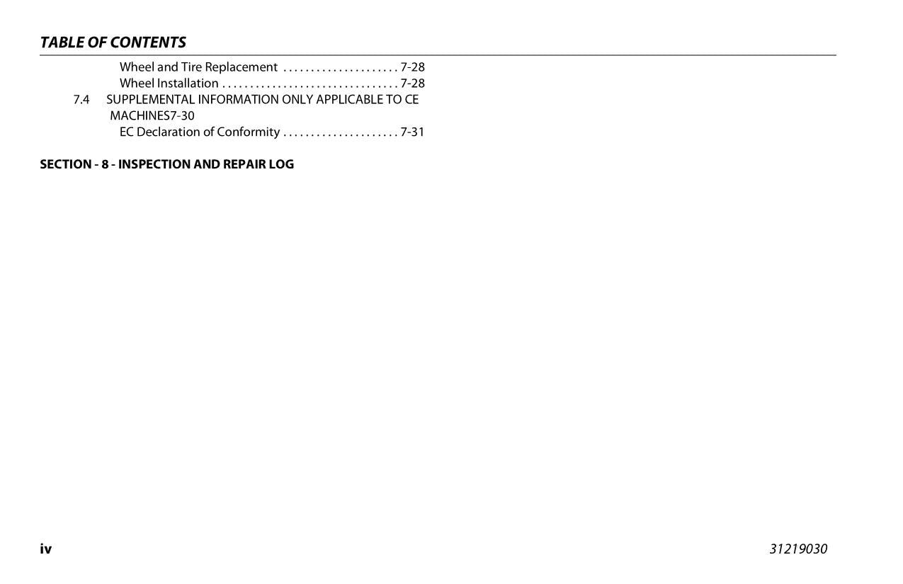 JLG 1250AJP Boom Lift Maintenance Operation Operators Manual 31219030