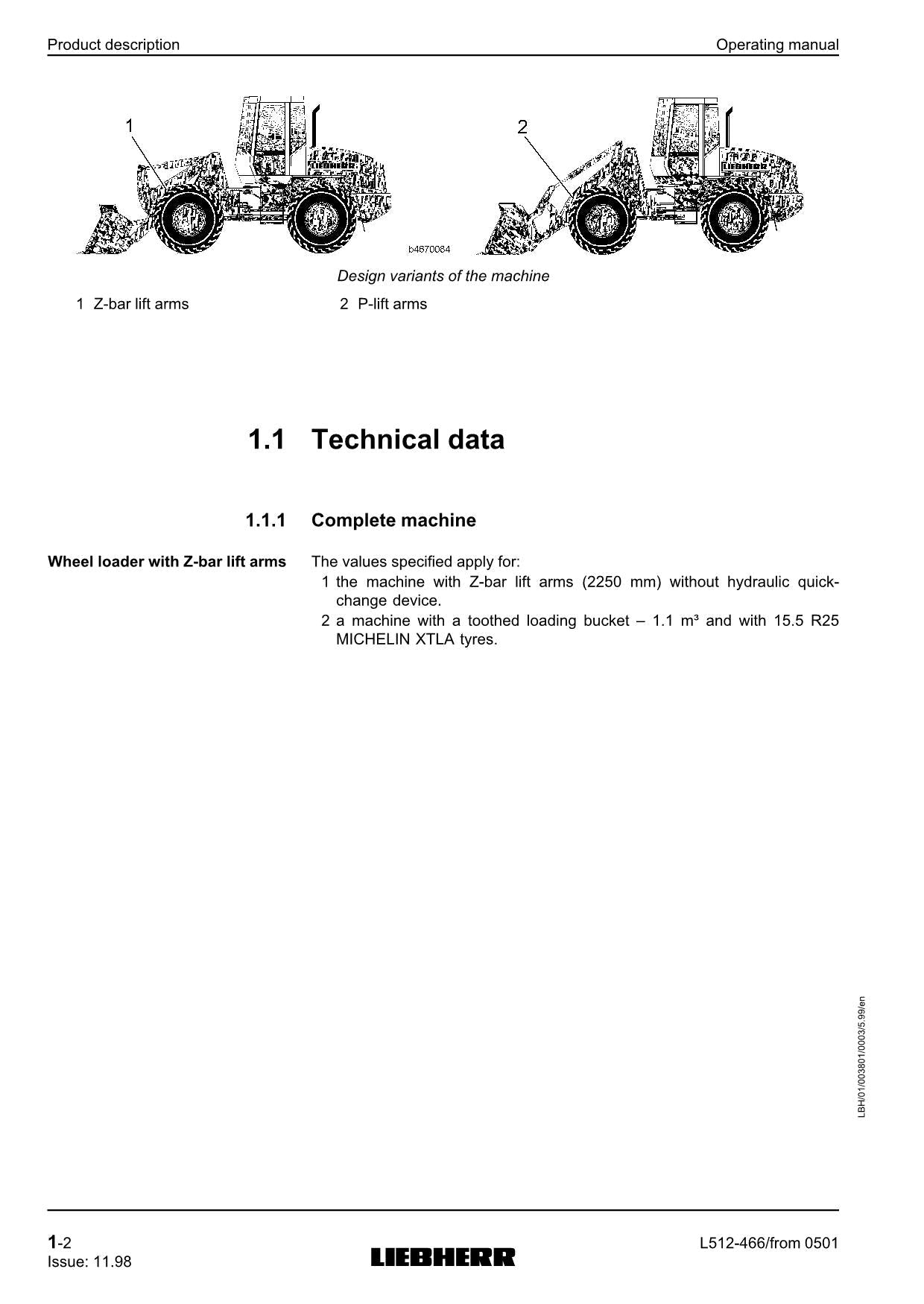 Liebherr L512 Stereo Wheel Loader Operators manual