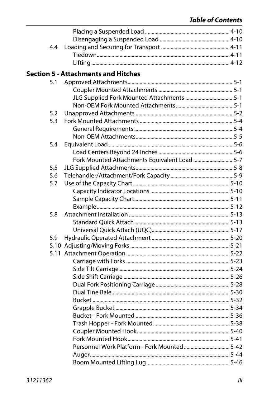 JLG G5-18A Telehandler Maintenance Operation Operators Manual 31211362