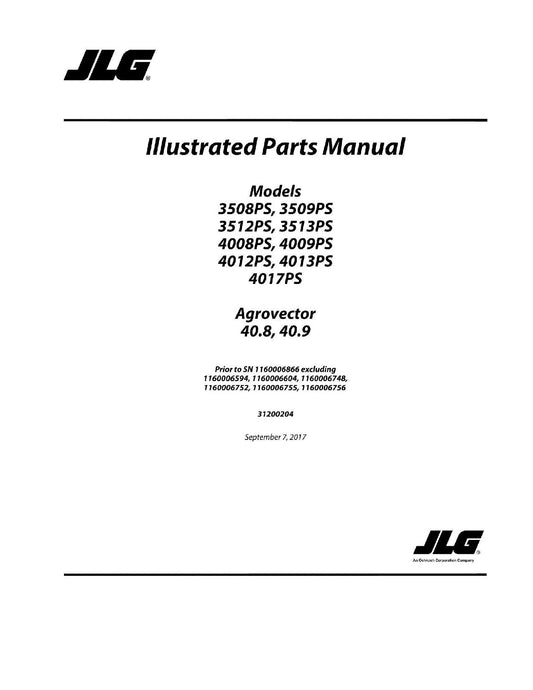 JLG 4008PS 4009PS 4012PS 4013PS 4017PS Telehandler Parts Catalog Manual