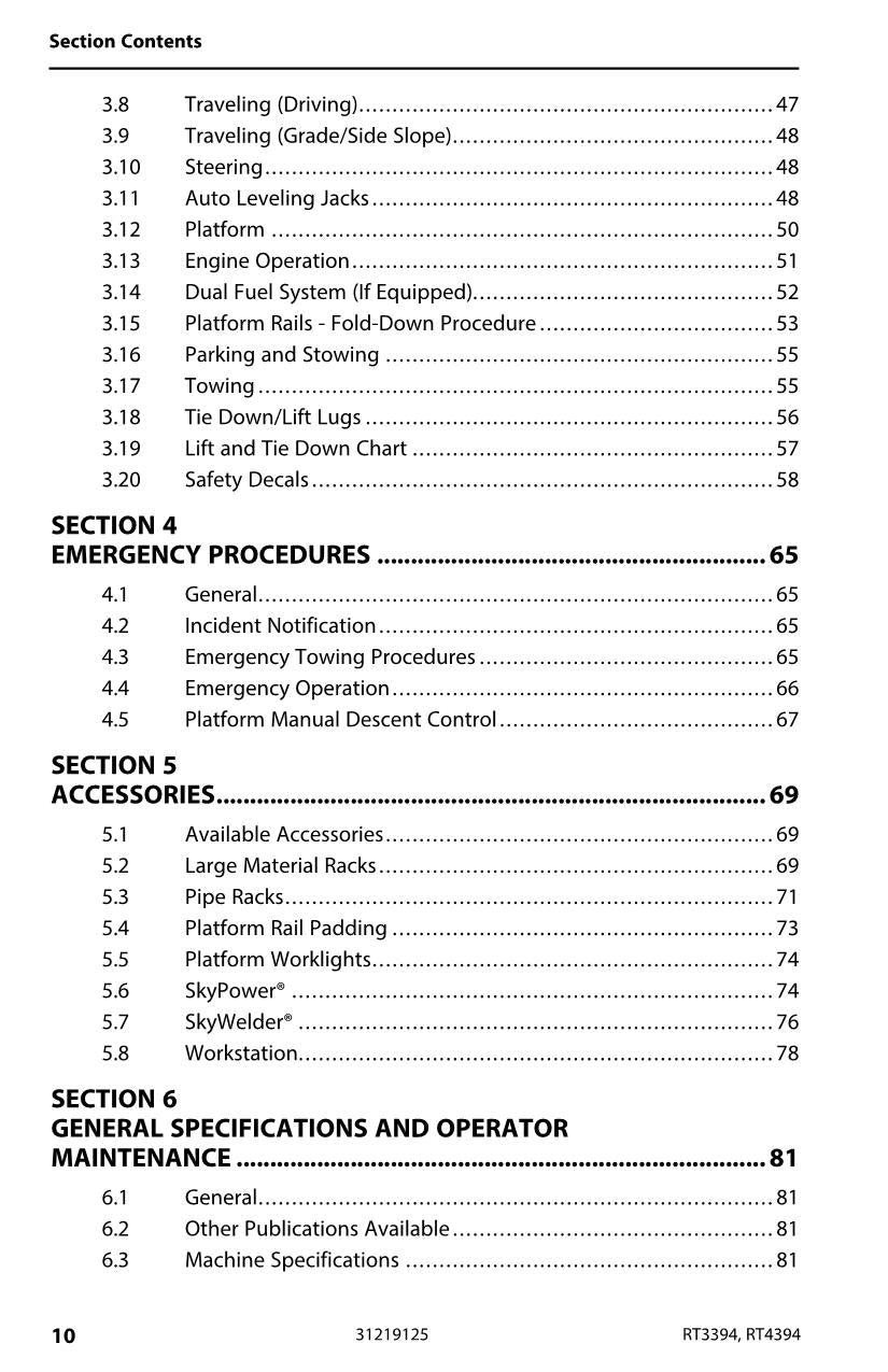 JLG RT3394 RT4394 Scissor Lift Maintenance Operation Operators Manual 31219125