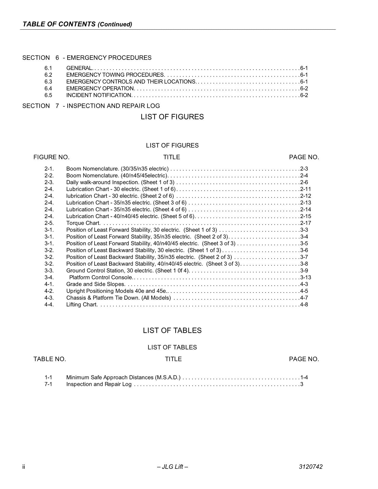 JLG 30e 35e 40e 45e n35e n40e Boom Lift Maintenance Operators Manual 3120742