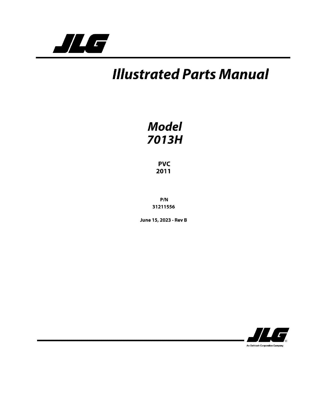 JLG 7013H Telehandler Parts Catalog Hard Copy Manual