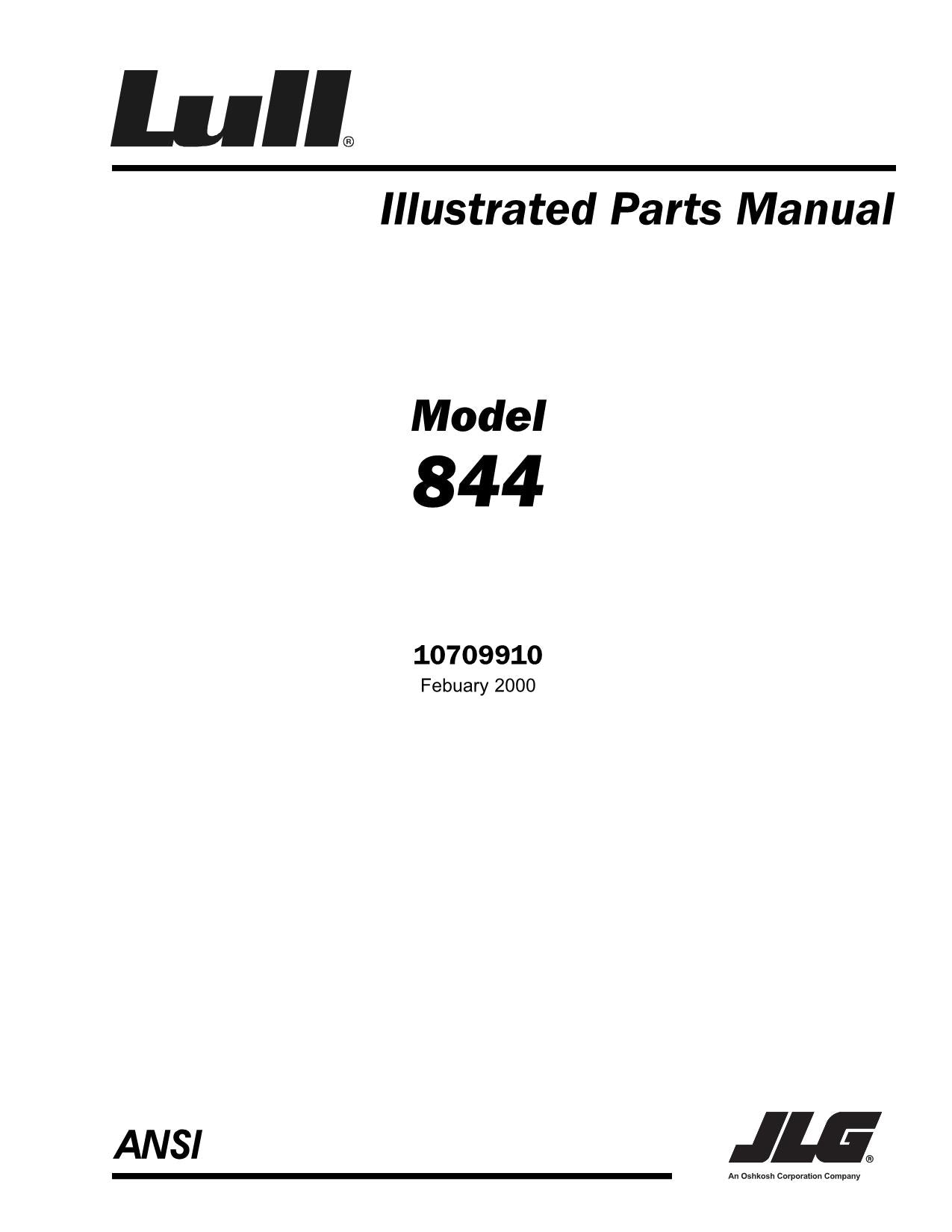 JLG LULL 844 Telehandler Parts Catalog Manual