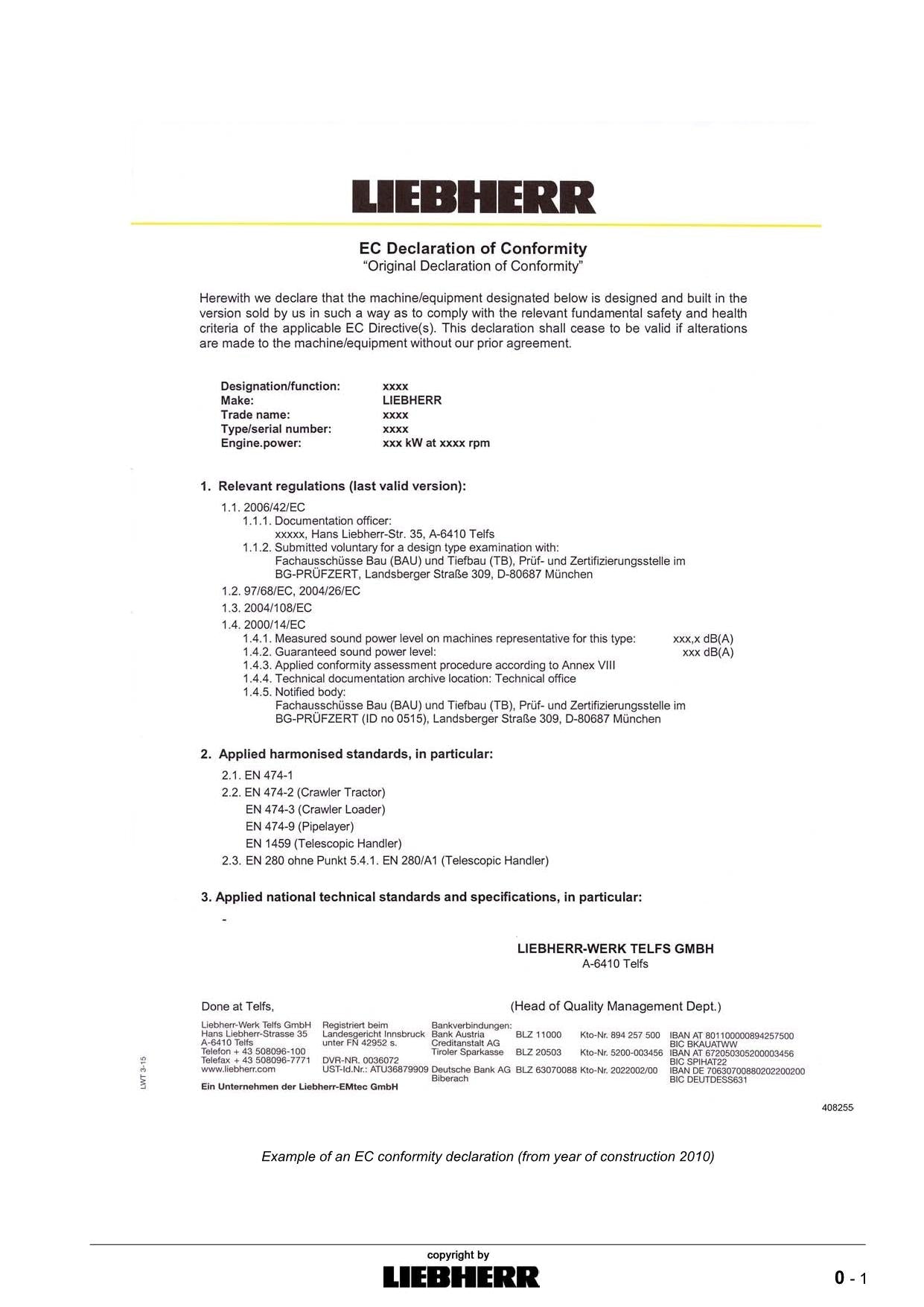 Liebherr LR634 Litronic CRAWLER LOADER Operators manual 9085125 serial 10606