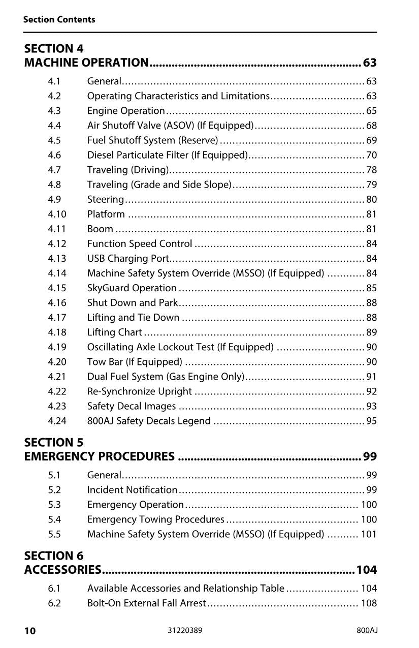 JLG 800AJ Boom Lift Maintenance Operation Operators Manual 31220389