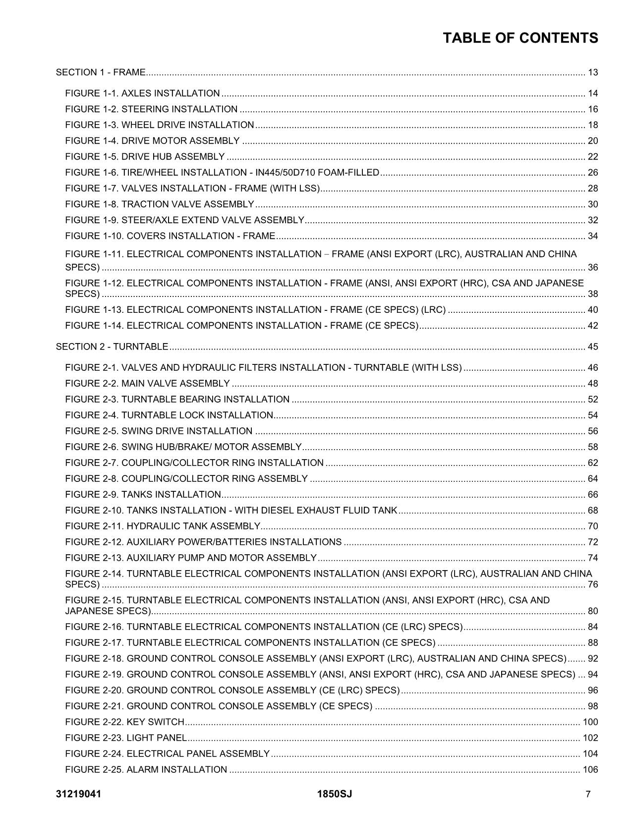 JLG 1850SJ Boom Lift Parts Catalog Manual 31219041