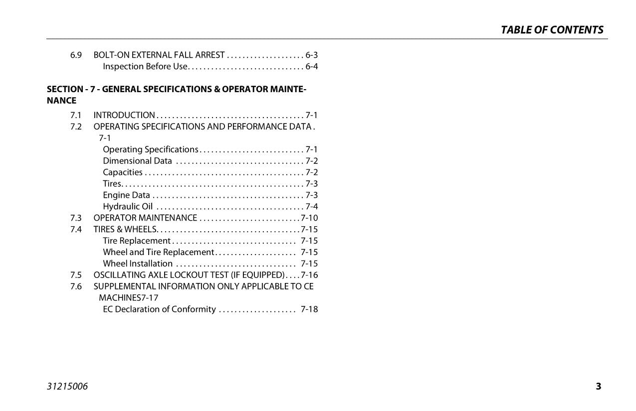 JLG H340AJ Boom Lift Maintenance Operation Operators Manual 31215006