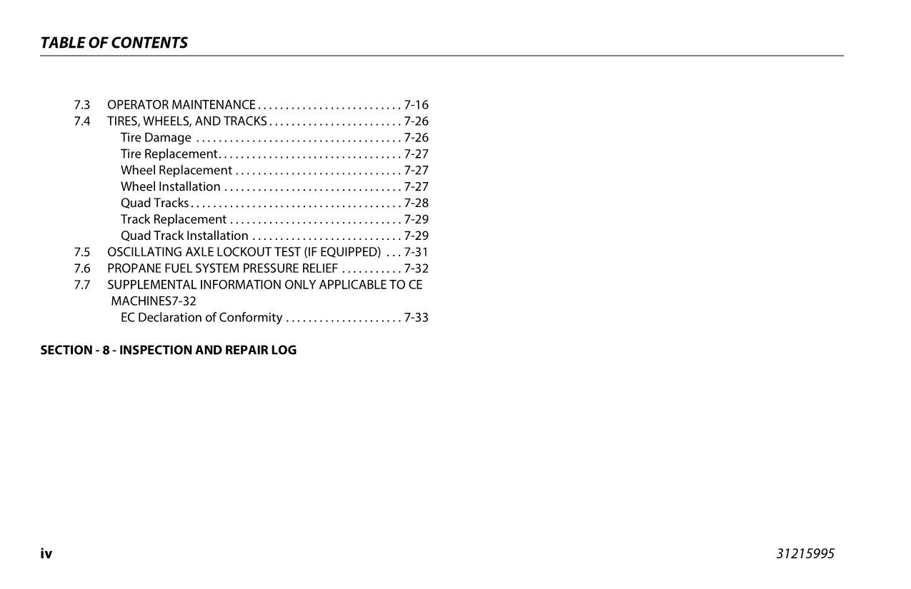 JLG 600S 660SJ Boom Lift Maintenance Operation Operators Manual 31215995