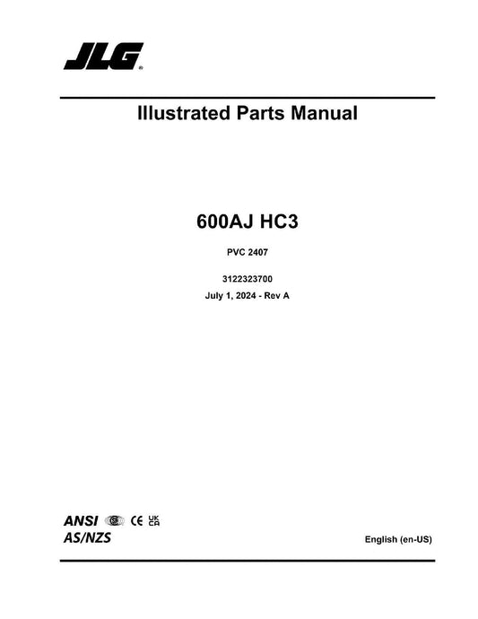 JLG 600AJ HC3 Boom Lift Parts Catalog Manual