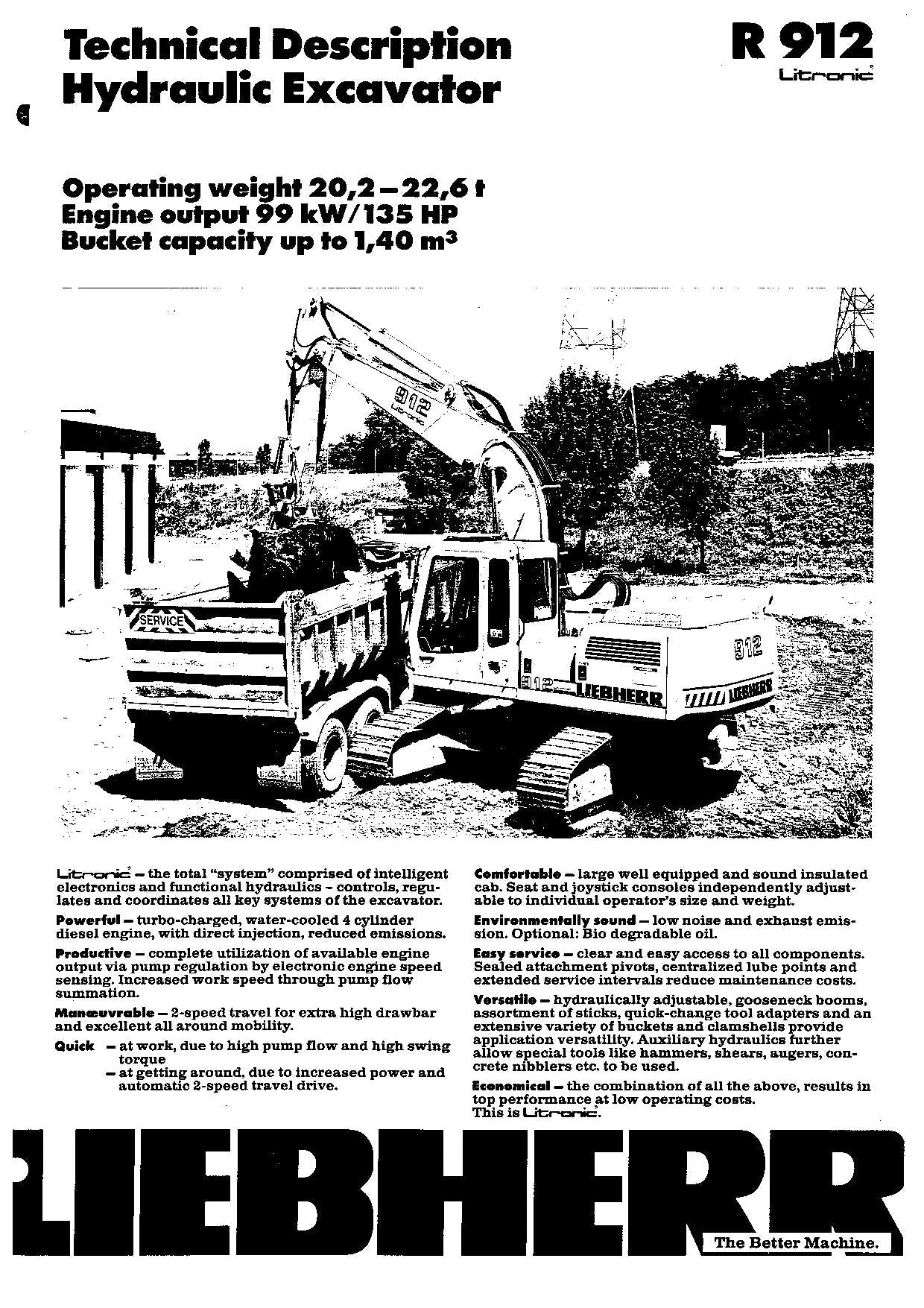 Liebherr R912 Tunnel Excavator Operators manual