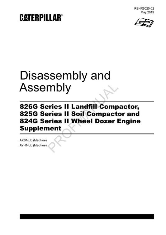 Caterpillar Ser 2 826G 825G Compactor Engine Suppl Disassem Assem Service Manual