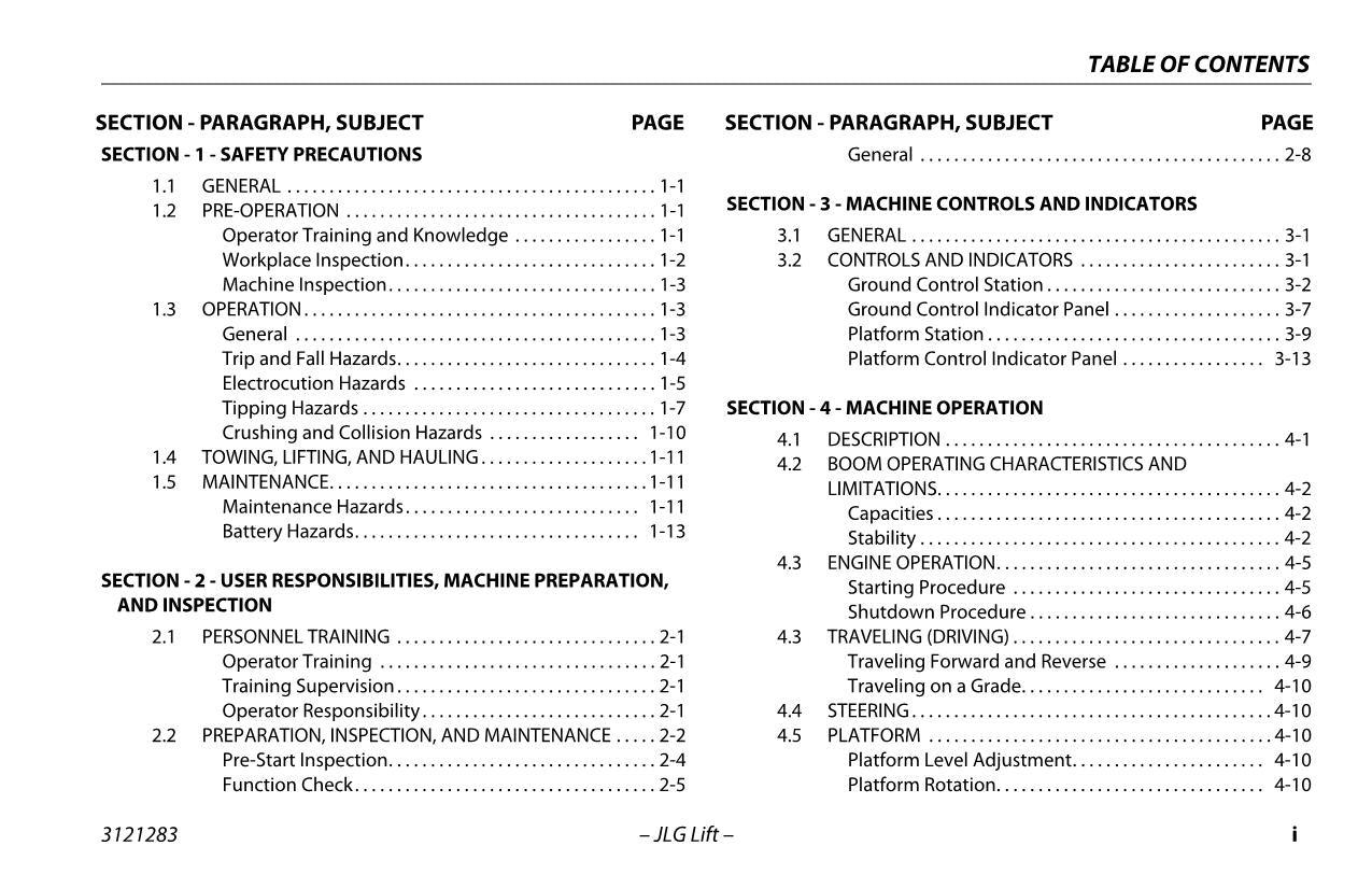 JLG 18RS 18RSJ Boom Lift Maintenance Operation Operators Manual