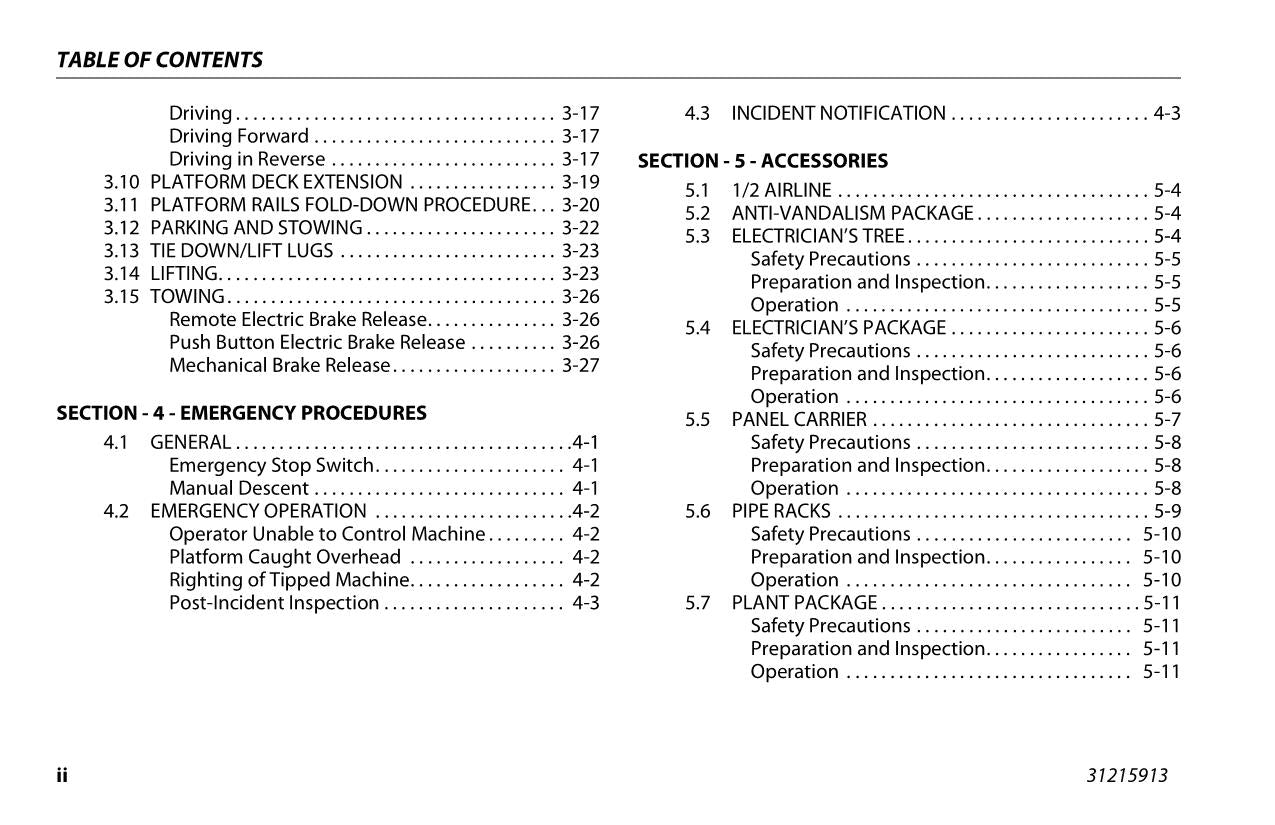 JLG 1930ES 2032ES 2632ES 2646E3 3246ES Scissor Lift Operators Manual