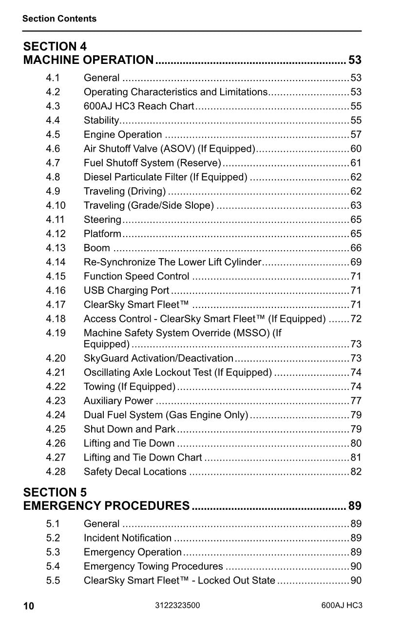 JLG 600AJ HC3 Boom Lift Maintenance Operation Operators Manual 3122323500