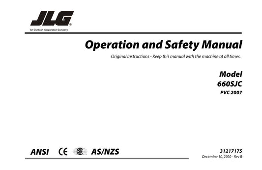 JLG 660SJC Boom Lift Maintenance Operation Operators Manual 31217175