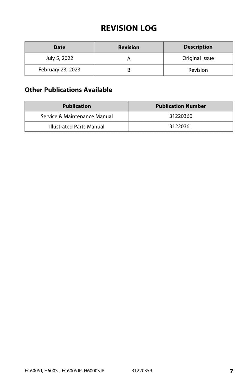 JLG EC600SJ EC600SJP H600SJ H600SJP Boom Lift Operators Manual 31220359